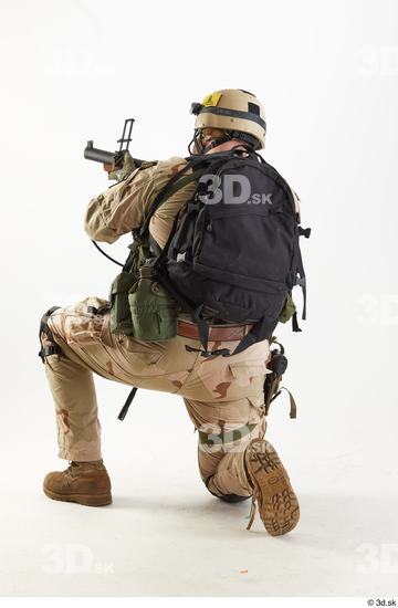 Whole Body Weapons-Rifle Man Pose with machine rifle White Army Athletic Bearded Studio photo references