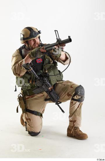 Whole Body Weapons-Rifle Man Pose with machine rifle White Army Athletic Bearded Studio photo references