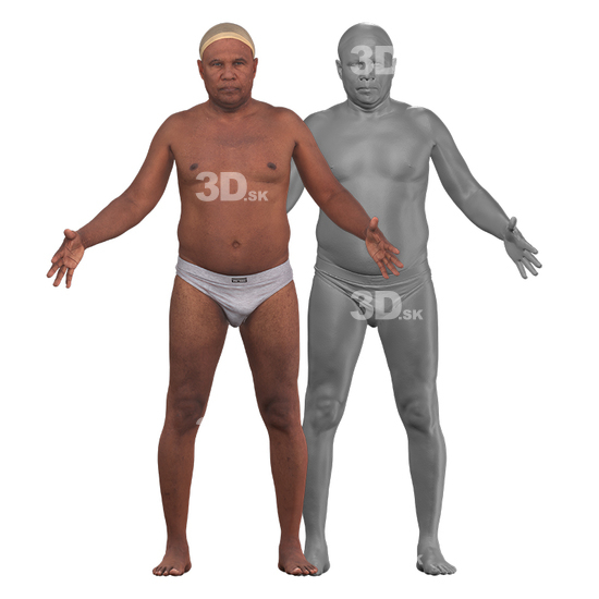 Whole Body Man Black Underwear 3D Clean A-Pose Bodies