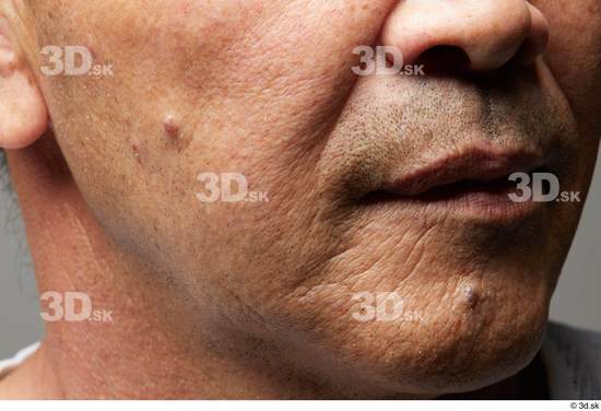 Face Mouth Nose Cheek Skin Man Asian Slim Wrinkles Studio photo references