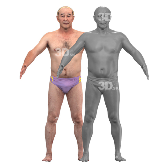 Whole Body Man Asian Underwear 3D Clean A-Pose Bodies