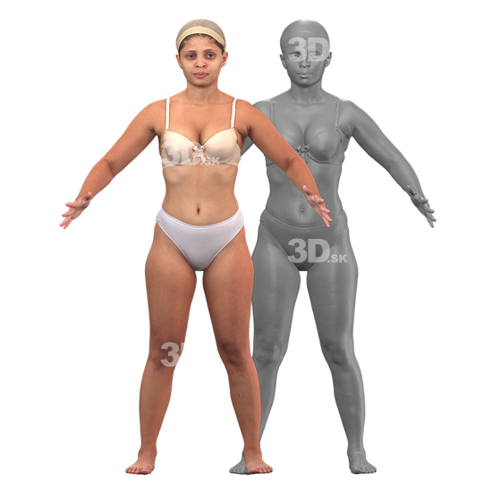 Whole Body Woman Underwear Hispanic 3D Clean A-Pose Bodies