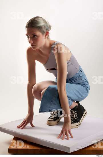 Woman White Slim Female Studio Poses