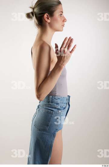 Woman White Slim Female Studio Poses