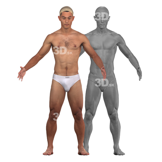 Whole Body Man Asian Underwear 3D Clean A-Pose Bodies