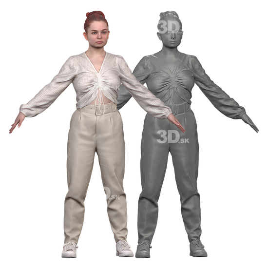 Whole Body Woman White 3D Clean A-Pose Bodies