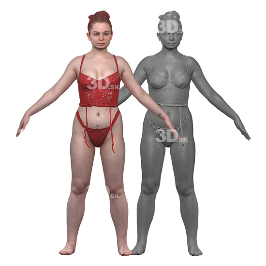 Whole Body Woman White 3D Clean A-Pose Bodies