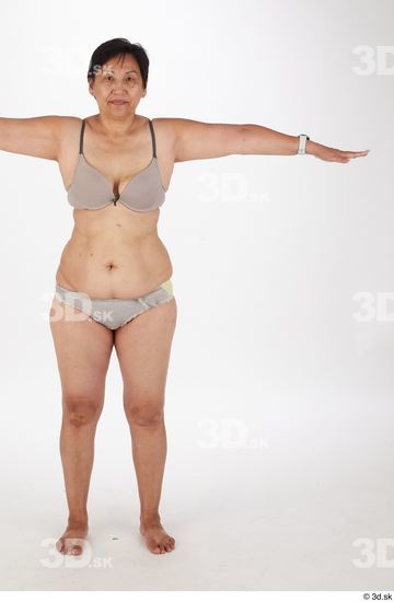 Whole Body Woman T poses Asian Chubby Street photo references