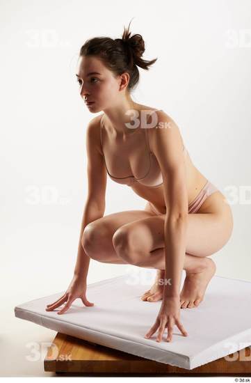 Woman White Slim Female Studio Poses