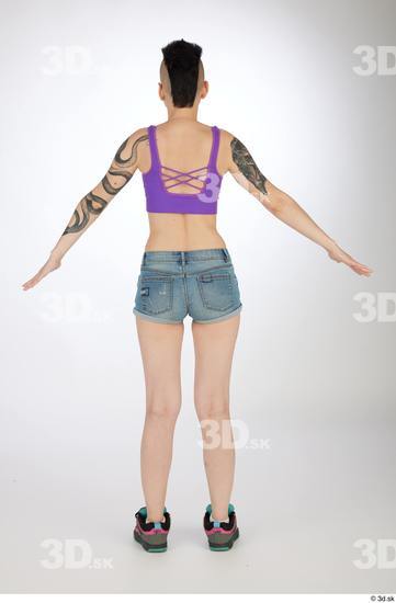 Whole Body Woman T poses White Tattoo Casual Slim Street photo references