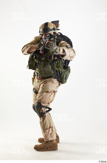 Whole Body Weapons-Rifle Man Pose with machine rifle White Army Athletic Bearded Studio photo references