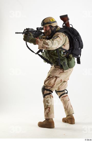 Whole Body Weapons-Rifle Man Pose with machine rifle White Army Athletic Bearded Studio photo references