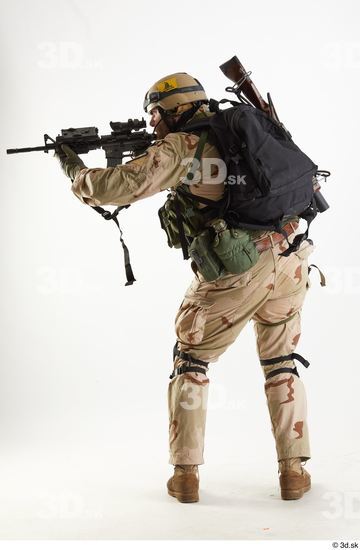 Whole Body Weapons-Rifle Man Pose with machine rifle White Army Athletic Bearded Studio photo references