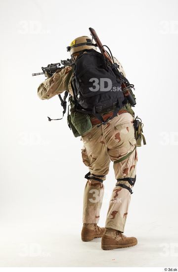 Whole Body Weapons-Rifle Man Pose with machine rifle White Army Athletic Bearded Studio photo references