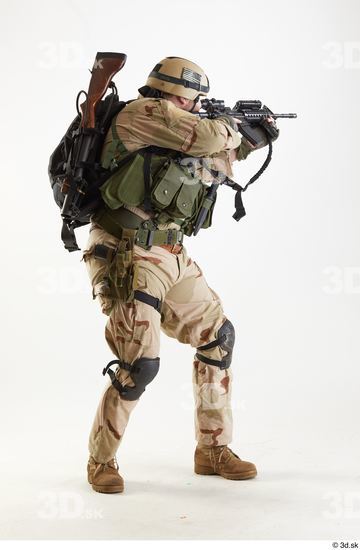 Whole Body Weapons-Rifle Man Pose with machine rifle White Army Athletic Bearded Studio photo references