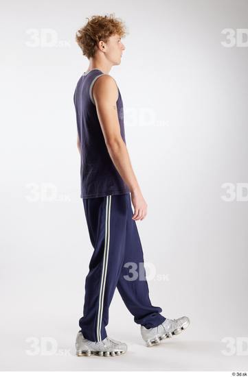 Whole Body Man White Sports Pants Slim Walking Top Studio photo references