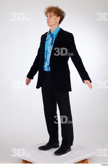 Whole Body Man White Formal Shoes Shirt Pants Jacket Slim Standing Studio photo references