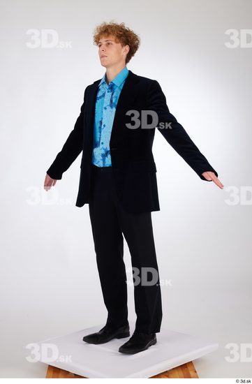 Whole Body Man White Formal Shoes Shirt Pants Jacket Slim Standing Studio photo references