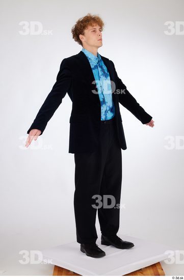 Whole Body Man White Formal Shoes Shirt Pants Jacket Slim Standing Studio photo references