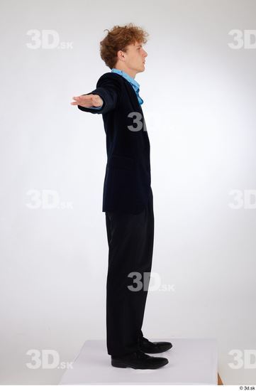 Whole Body Man White Formal Shoes Shirt Pants Jacket Slim Standing Studio photo references