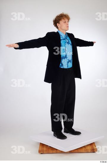 Whole Body Man White Formal Shoes Shirt Pants Jacket Slim Standing Studio photo references