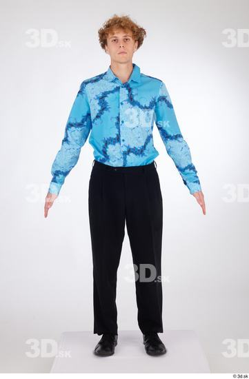 Whole Body Man White Formal Shoes Shirt Pants Slim Standing Studio photo references