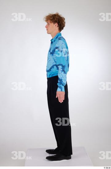 Whole Body Man White Formal Shoes Shirt Pants Slim Standing Studio photo references