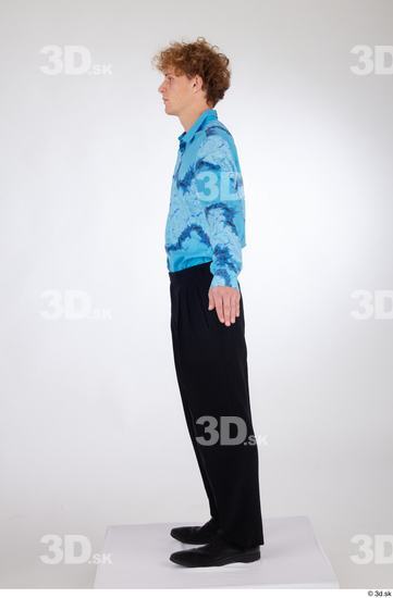 Whole Body Man White Formal Shoes Shirt Pants Slim Standing Studio photo references