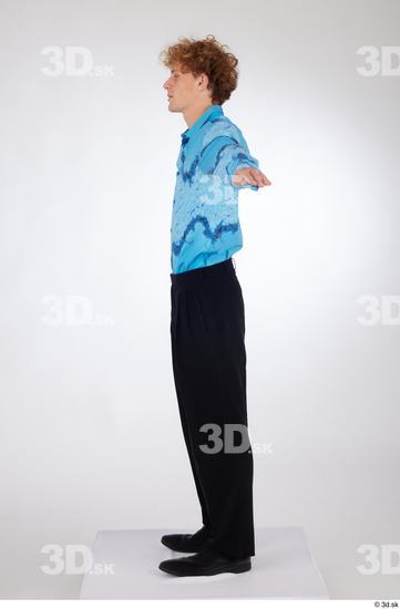 Whole Body Man White Formal Shoes Shirt Pants Slim Standing Studio photo references