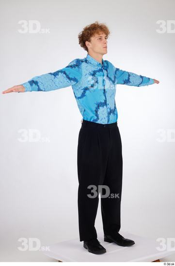 Whole Body Man White Formal Shoes Shirt Pants Slim Standing Studio photo references