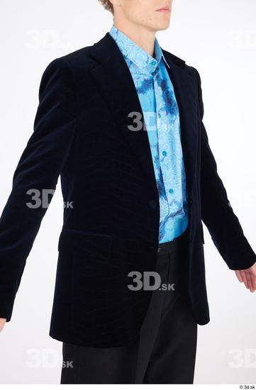 Upper Body Man White Formal Jacket Slim Studio photo references