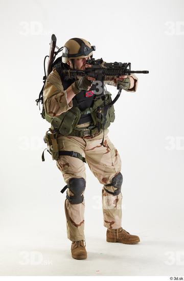 Whole Body Weapons-Rifle Man Pose with machine rifle White Army Athletic Bearded Studio photo references