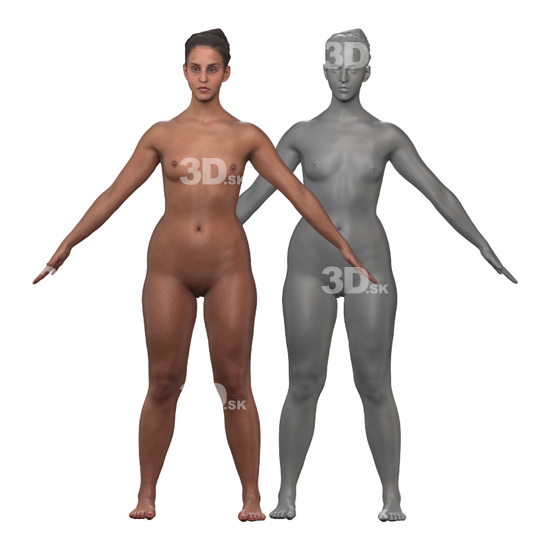 Whole Body Woman White 3D Clean A-Pose Bodies