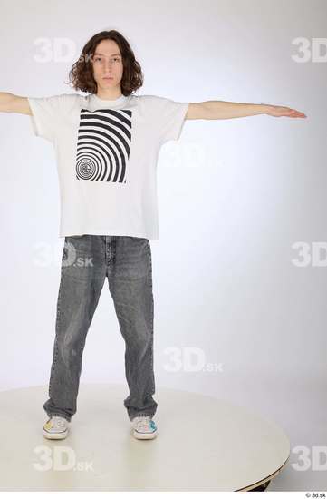 Whole Body Man T poses White Casual Slim Street photo references