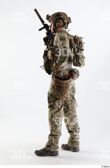 Whole Body Weapons-Rifle Man Pose with machine rifle White Army Athletic Studio photo references