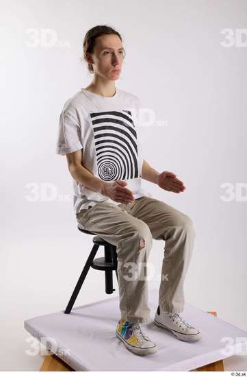 Whole Body Man White Casual Shirt Jeans Slim Studio photo references