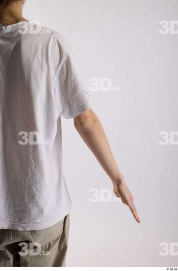 Arm Back Man White Casual Shirt Slim Studio photo references