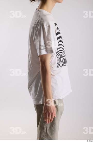 Arm Man White Casual Shirt Slim Studio photo references