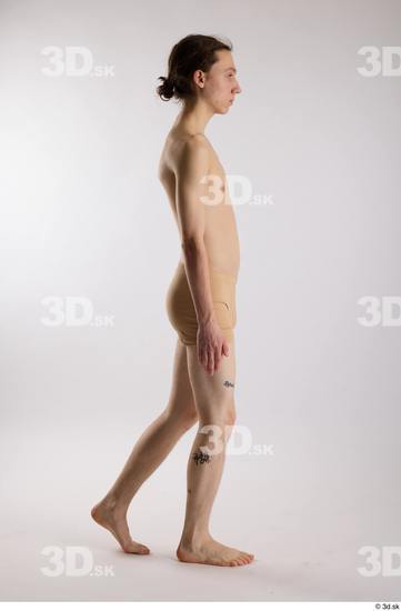 Whole Body Man White Underwear Slim Walking Studio photo references