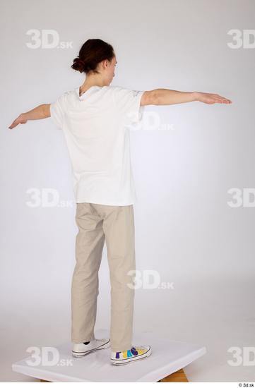 Whole Body Man White Casual Jeans Slim Standing Studio photo references