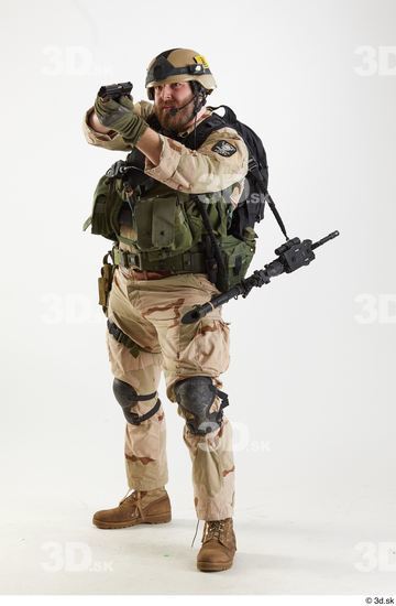 Whole Body Weapons-Pistol Man Pose with pistol White Army Athletic Bearded Studio photo references