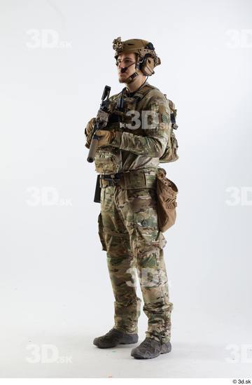 Whole Body Weapons-Rifle Man Pose with machine rifle White Army Athletic Studio photo references