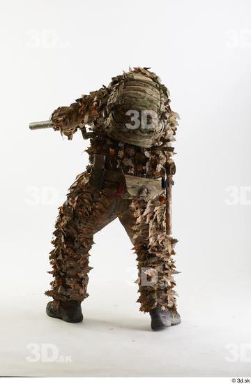 Whole Body Weapons-Rifle Man Pose with machine rifle White Army Athletic Studio photo references