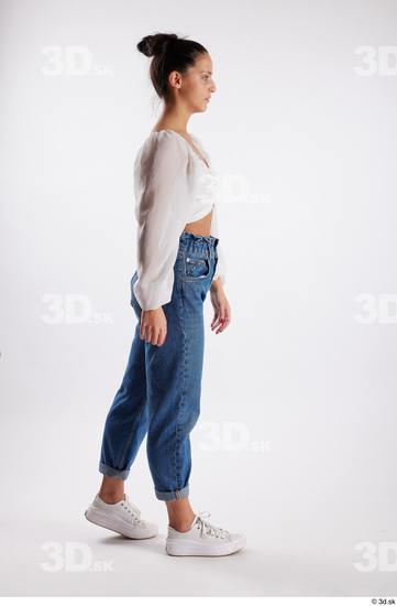 Whole Body Woman White Casual Slim Walking Studio photo references