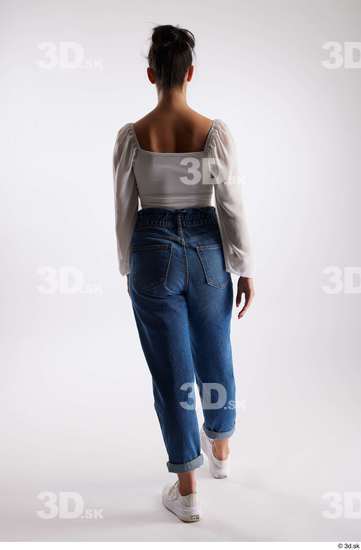 Whole Body Woman White Casual Slim Walking Studio photo references