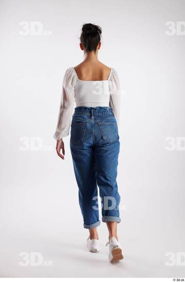 Whole Body Woman White Casual Slim Walking Studio photo references