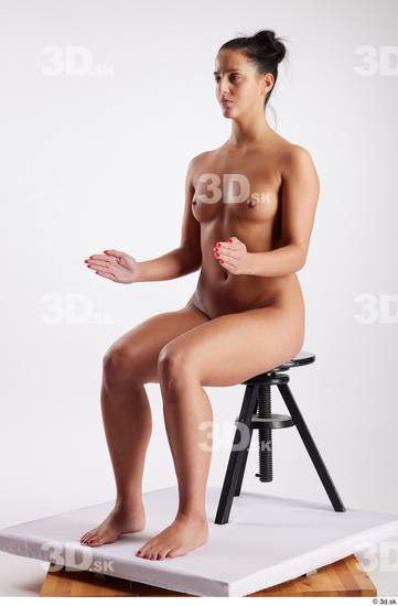 Whole Body Woman White Nude Slim Sitting Studio photo references