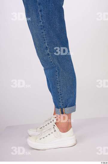 Calf Woman White Casual Jeans Slim Studio photo references
