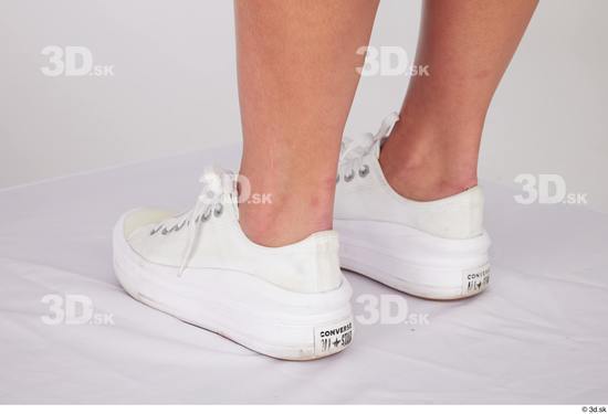 Foot Woman White Casual Shoes Slim Studio photo references