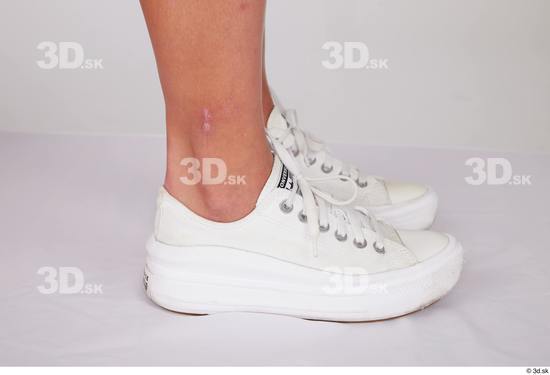 Foot Woman White Casual Shoes Slim Studio photo references